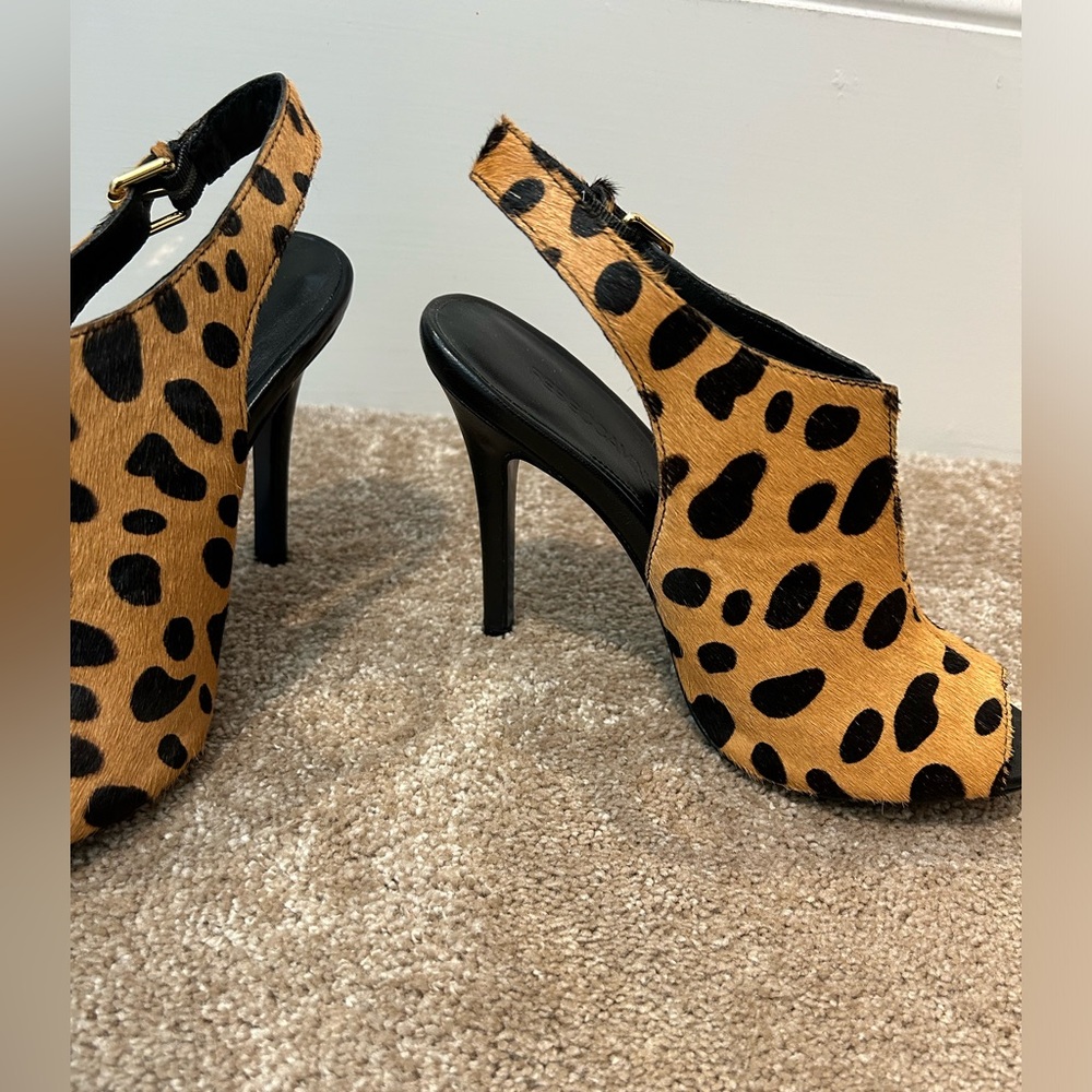 Rebecca Minkoff Leopard Calf Hair Heels Size 6 1/2 M - Picture 5 of 8